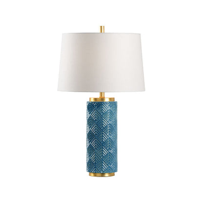 Mountain Pine Blue Glaze Ceramic Table Lamp-Table Lamps-Wildwood-LOOMLAN
