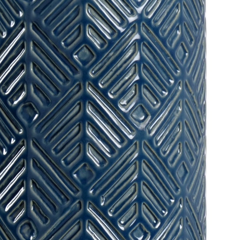 Mountain Pine Blue Glaze Ceramic Table Lamp-Table Lamps-Wildwood-LOOMLAN