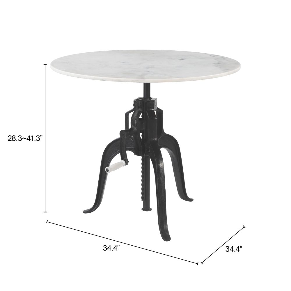Zuo Modern Mufid White Marble Top Round Bistro Table