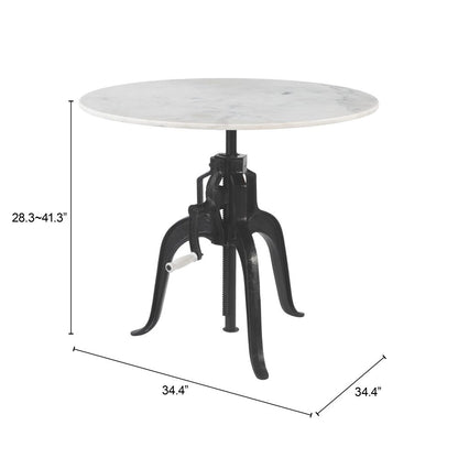 Zuo Modern Mufid White Marble Top Round Bistro Table