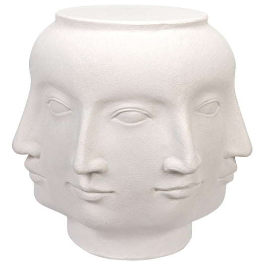 Multi-Face White Fiber Cement Stool-Poufs and Stools-Noir-Sideboards and Things