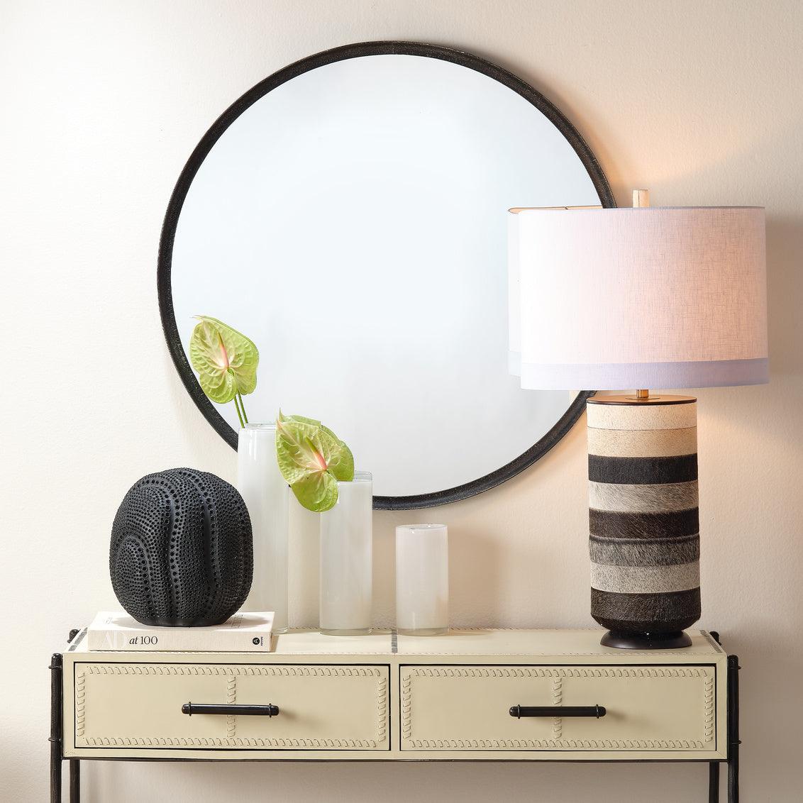 Multi Tone Grey and White Hide Winslow Table Lamp Table Lamps Sideboards and Things By Jamie Young