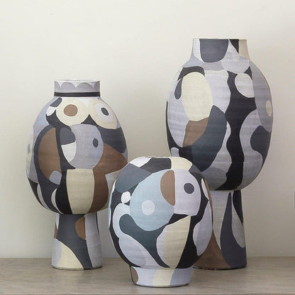 Multicolor Grey Tone Pablo Medium Vase Vases & Jars Sideboards and Things By Jamie Young