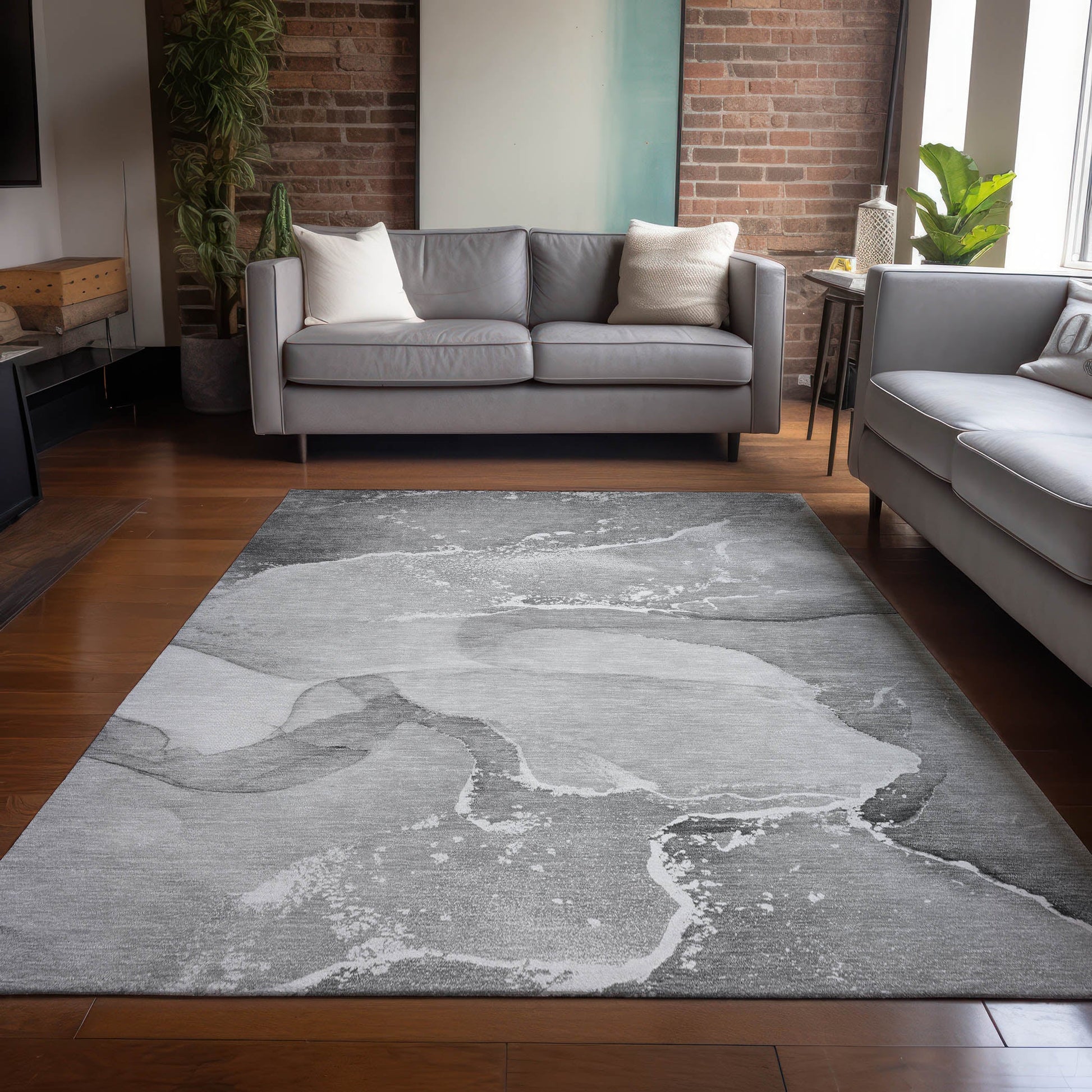 Addison Rugs Muted Whispers Grey Washable Indoor-Outdoor Rug