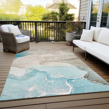 Addison Rugs Muted Whispers Teal Washable Indoor-Outdoor Rug