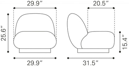 Zuo Modern Myanmar Shearling Fabric Club Chair