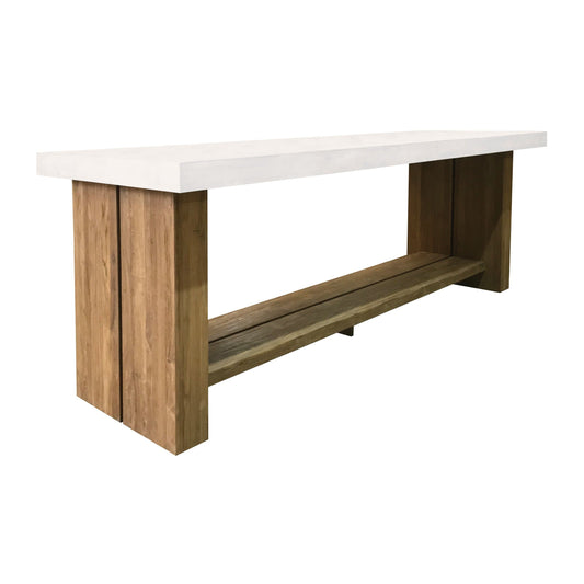 Mykonos Teak and Concrete Bar Table - Ebony White Outdoor Bar Table-Outdoor Side Tables-Seasonal Living-Sideboards and Things
