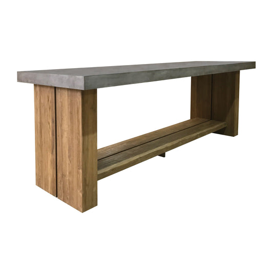 Mykonos Teak and Concrete Bar Table - Slate Grey Outdoor Bar Table-Outdoor Side Tables-Seasonal Living-Sideboards and Things