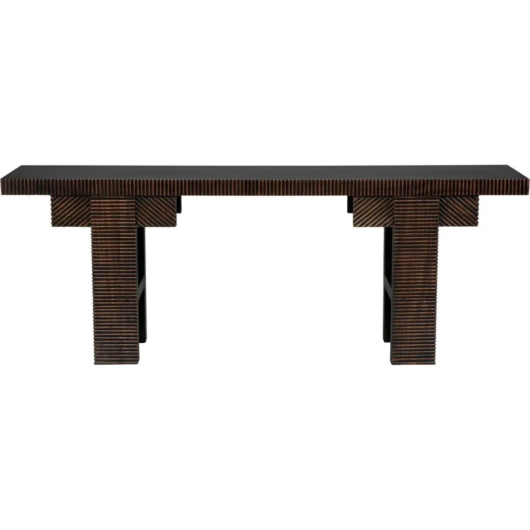Nabu Console, Hand Rubbed Black Light Brown Trim