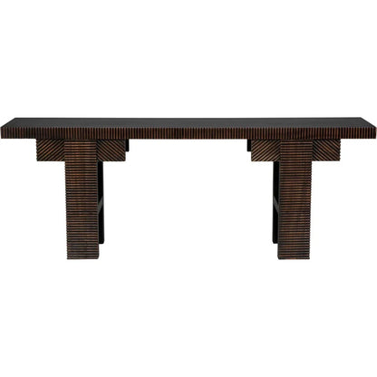 Nabu Console, Hand Rubbed Black Light Brown Trim