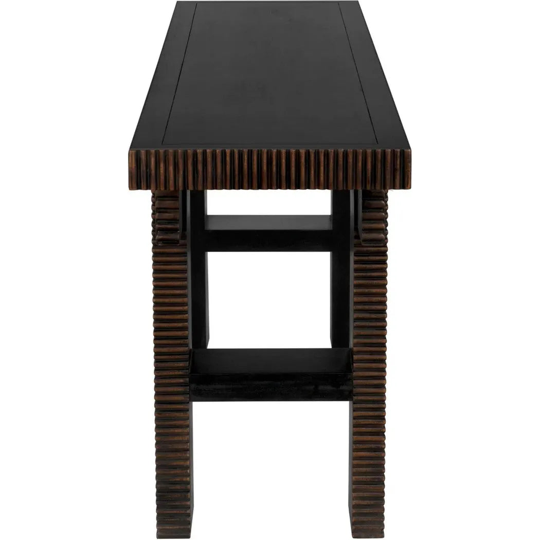 Nabu Console, Hand Rubbed Black Light Brown Trim