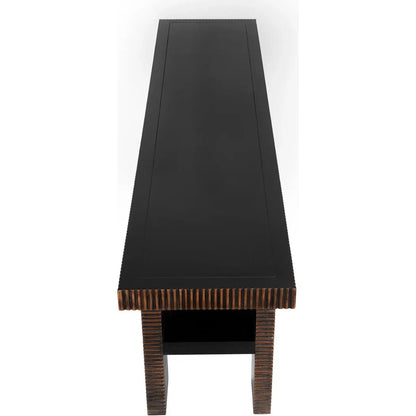 Nabu Console, Hand Rubbed Black Light Brown Trim