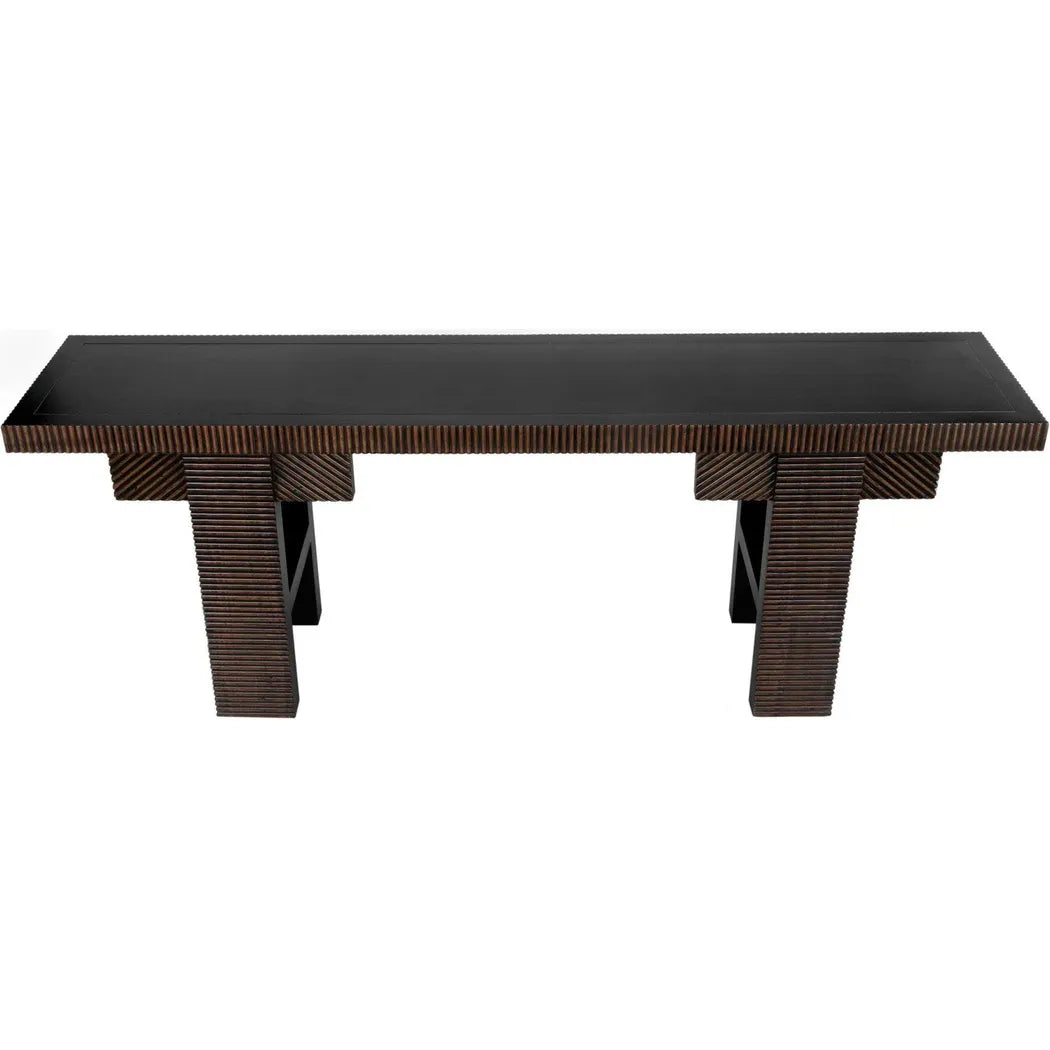 Nabu Console, Hand Rubbed Black Light Brown Trim
