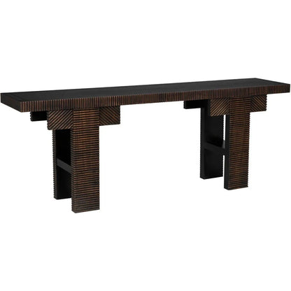 Nabu Console, Hand Rubbed Black Light Brown Trim