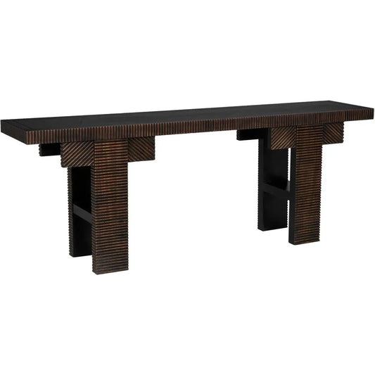Noir Nabu Console, Hand Rubbed Black Light Brown Trim