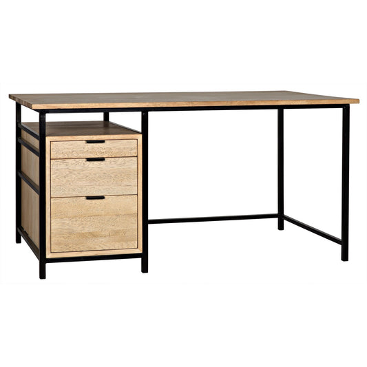 Nabucco Wood and Steel Brown Desk-Home Office Desks-Noir-Sideboards and Things