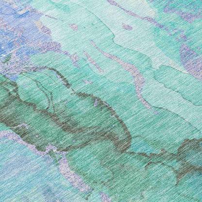 Addison Rugs Naelain Teal Washable Indoor-Outdoor Rug