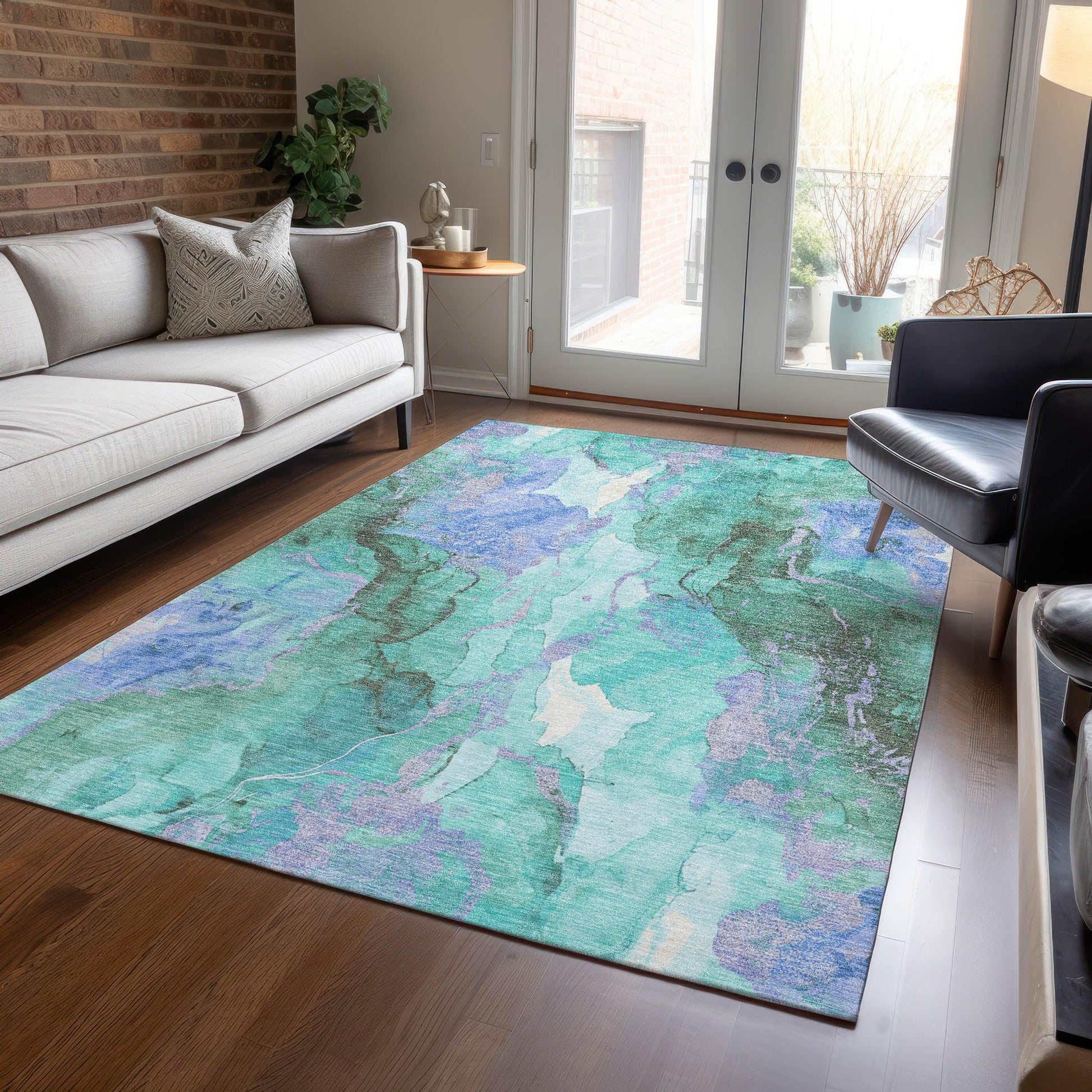 Addison Rugs Naelain Teal Washable Indoor-Outdoor Rug