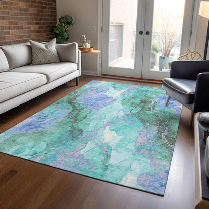 Addison Rugs Naelain Teal Washable Indoor-Outdoor Rug