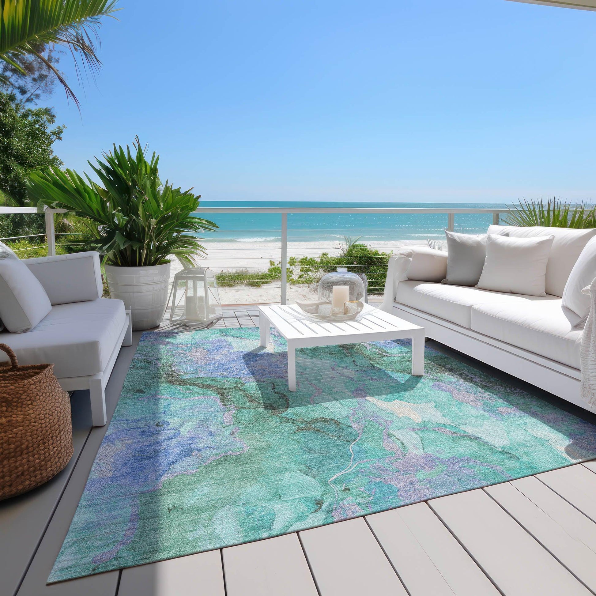 Addison Rugs Naelain Teal Washable Indoor-Outdoor Rug