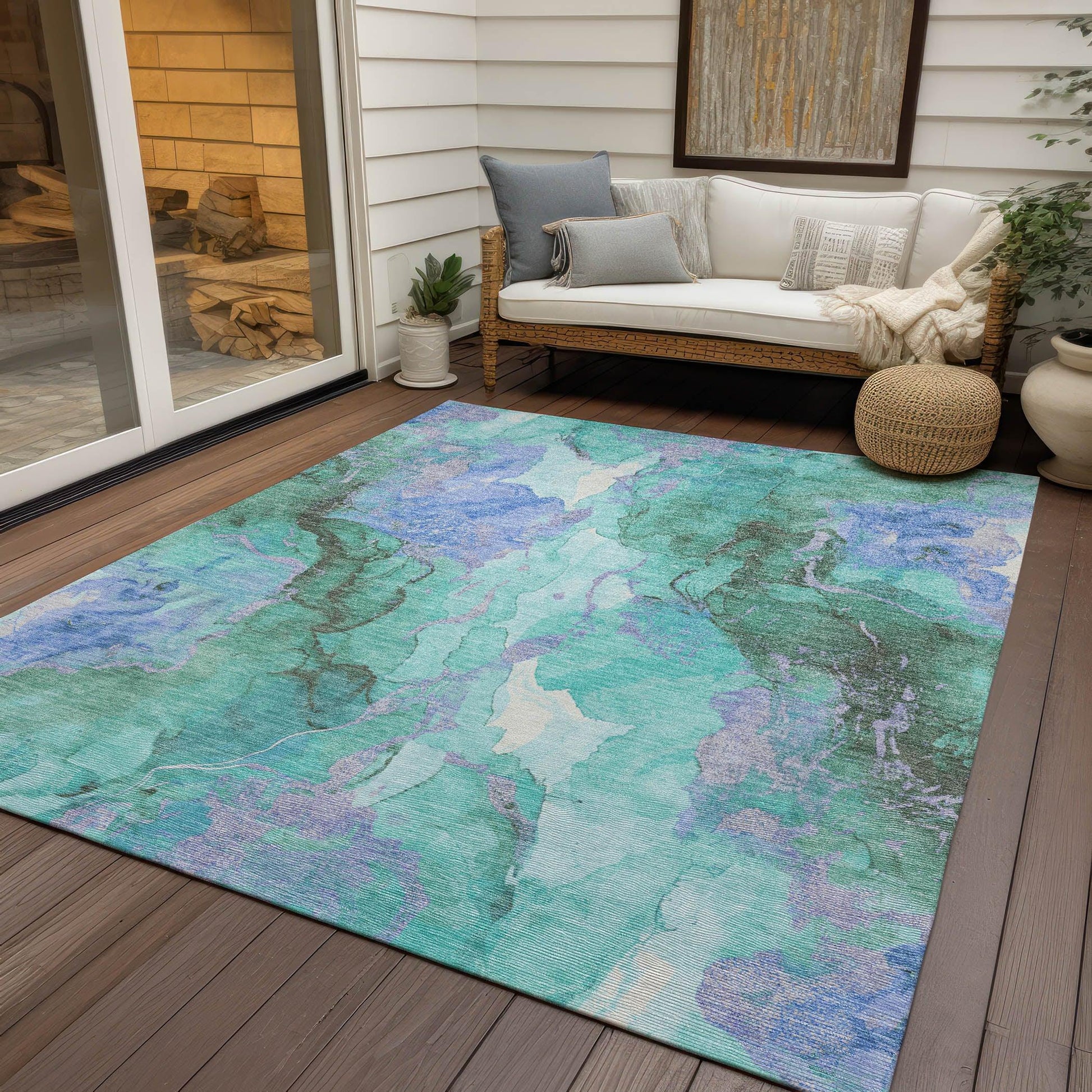 Addison Rugs Naelain Teal Washable Indoor-Outdoor Rug