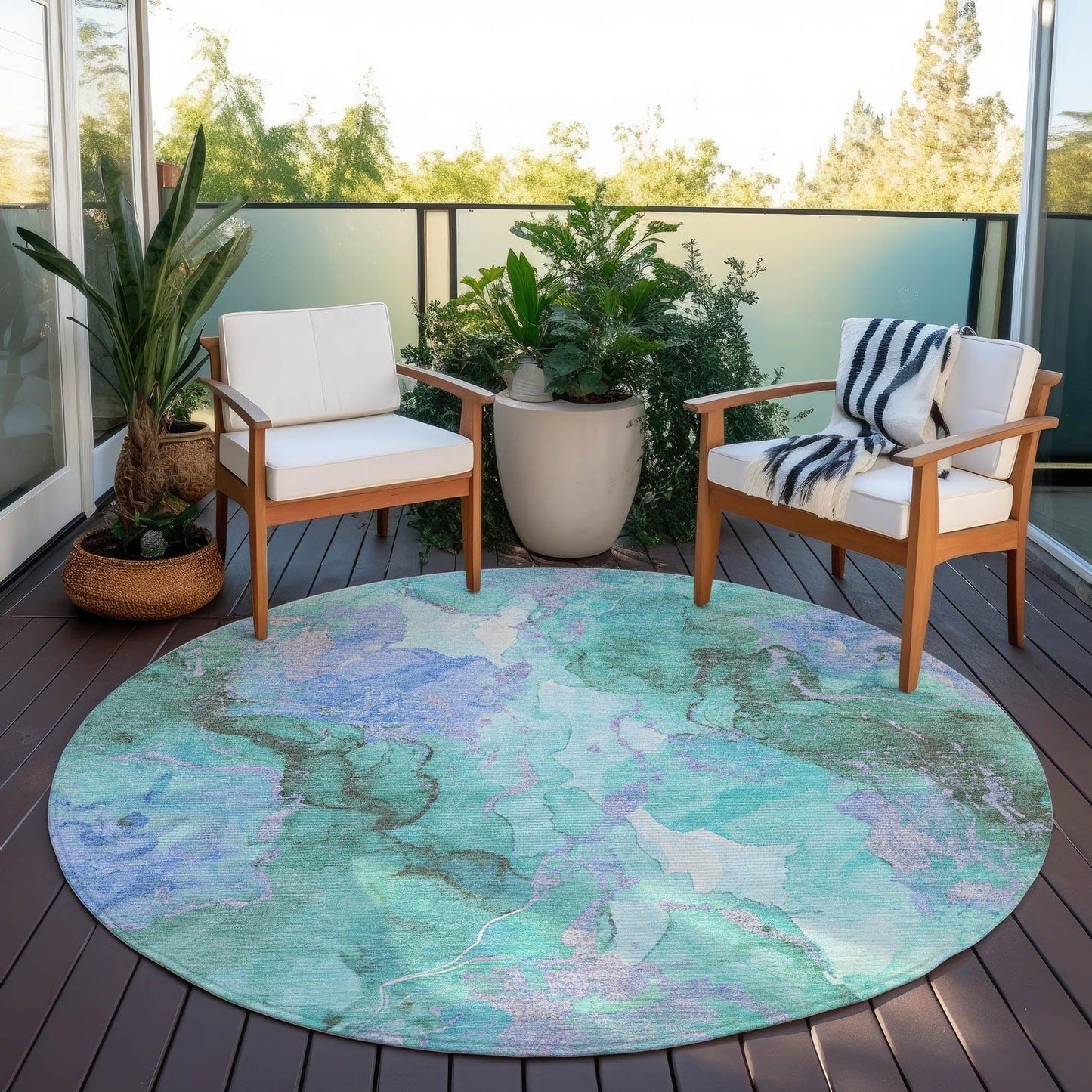 Addison Rugs Naelain Teal Washable Indoor-Outdoor Rug