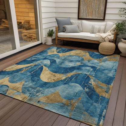 Addison Rugs Naelara Teal Washable Indoor-Outdoor Rug