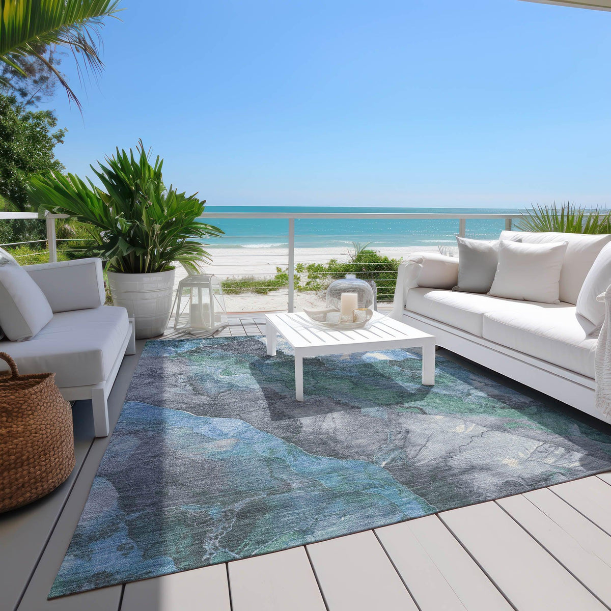 Addison Rugs Naelien Blue Washable Indoor-Outdoor Rug