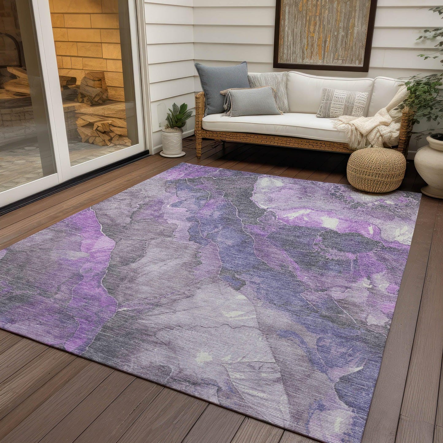 Addison Rugs Naelien Purple Washable Indoor-Outdoor Rug