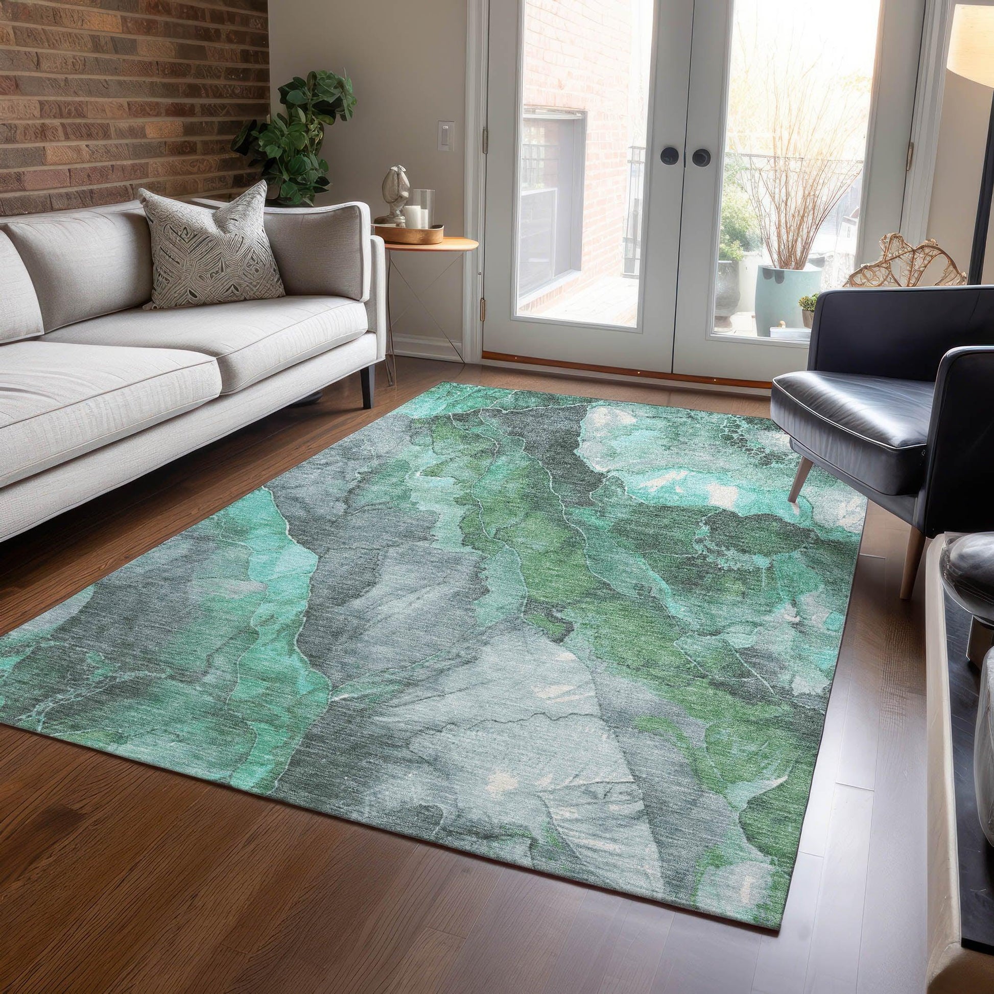 Addison Rugs Naelien Teal Washable Indoor-Outdoor Rug