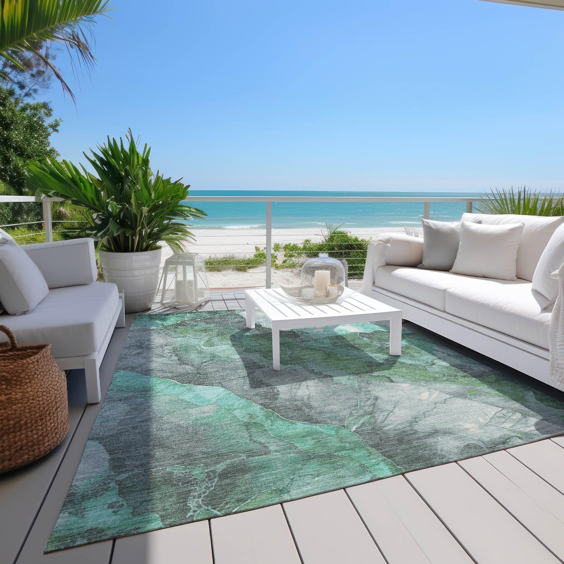 Addison Rugs Naelien Teal Washable Indoor-Outdoor Rug