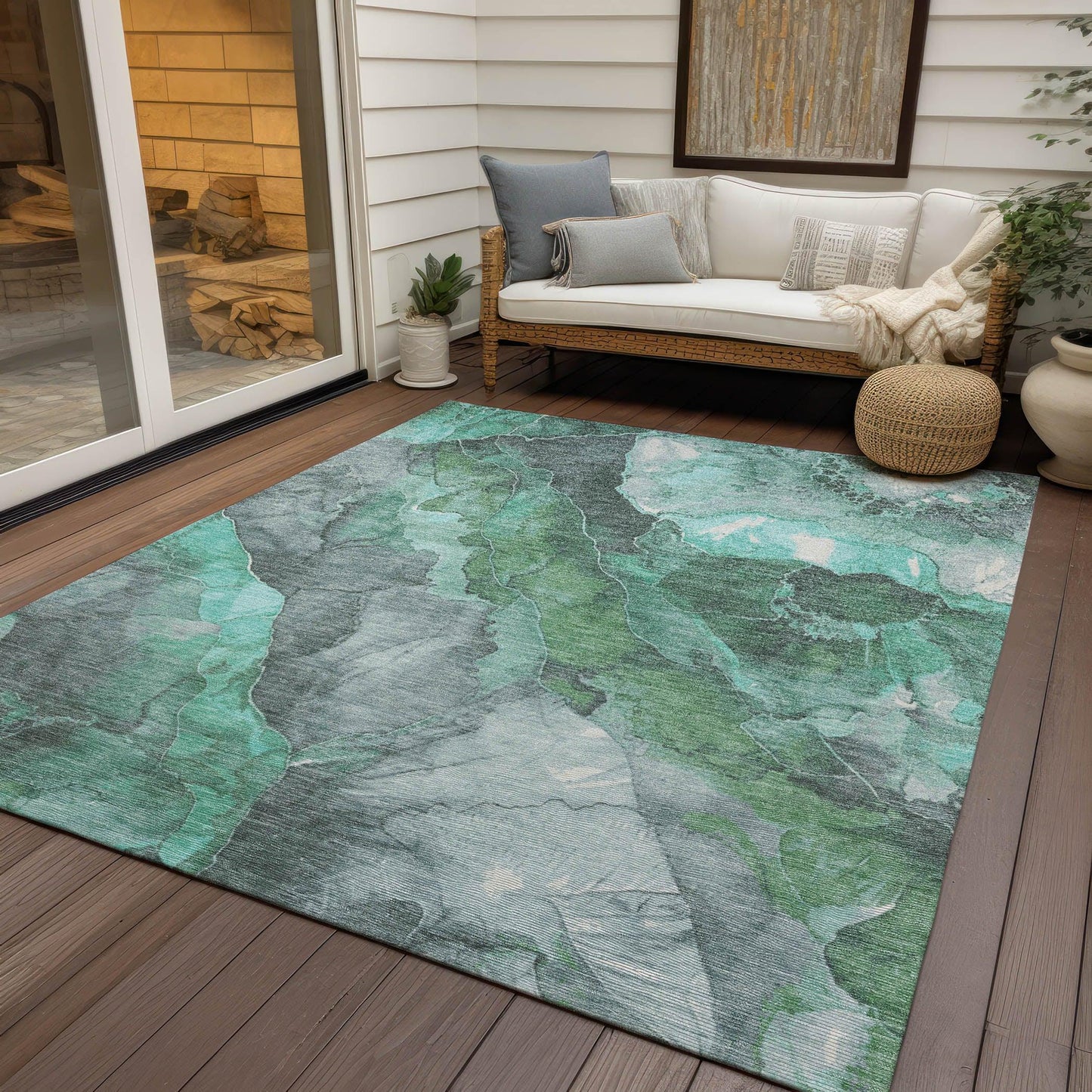 Addison Rugs Naelien Teal Washable Indoor-Outdoor Rug