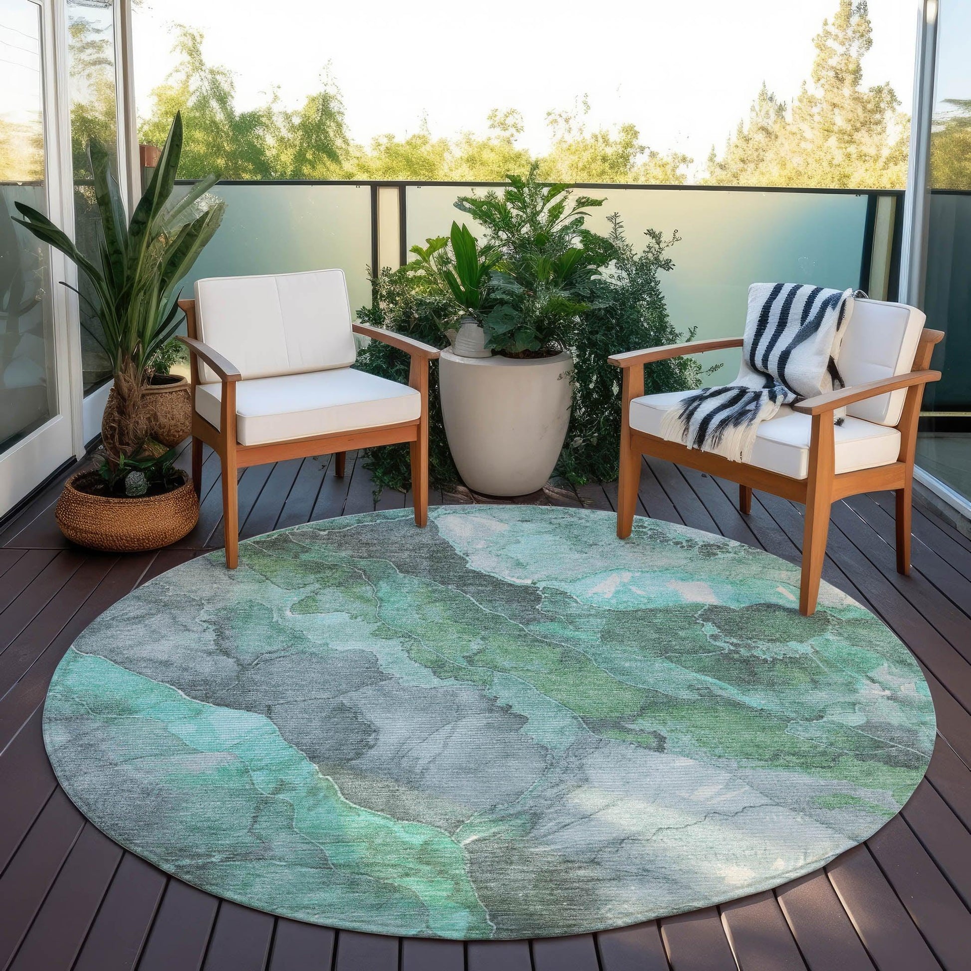 Addison Rugs Naelien Teal Washable Indoor-Outdoor Rug