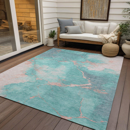 Addison Rugs Naelius Teal Washable Indoor-Outdoor Rug