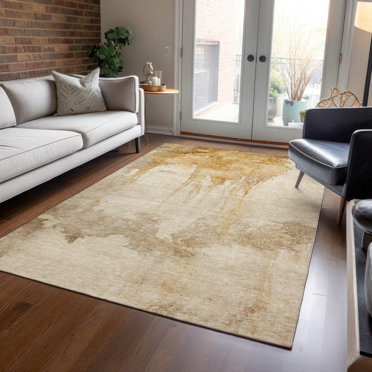 Addison Rugs Naelon Gold Washable Indoor-Outdoor Rug