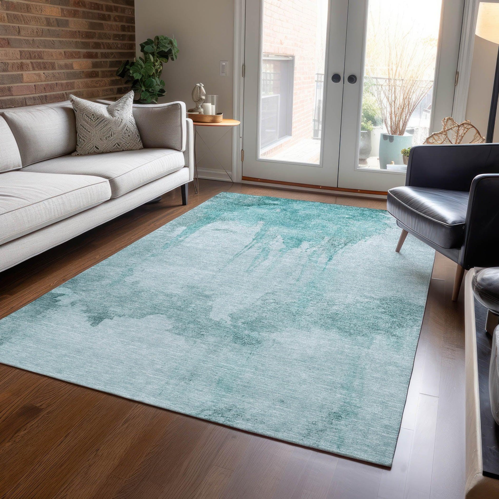 Addison Rugs Naelon Teal Washable Indoor-Outdoor Rug