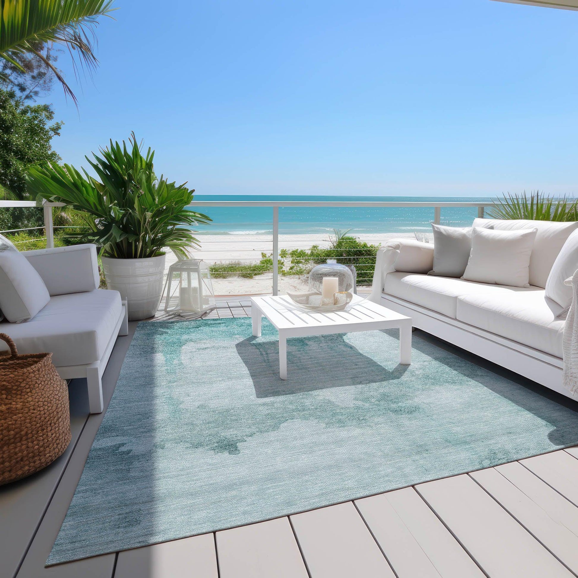 Addison Rugs Naelon Teal Washable Indoor-Outdoor Rug