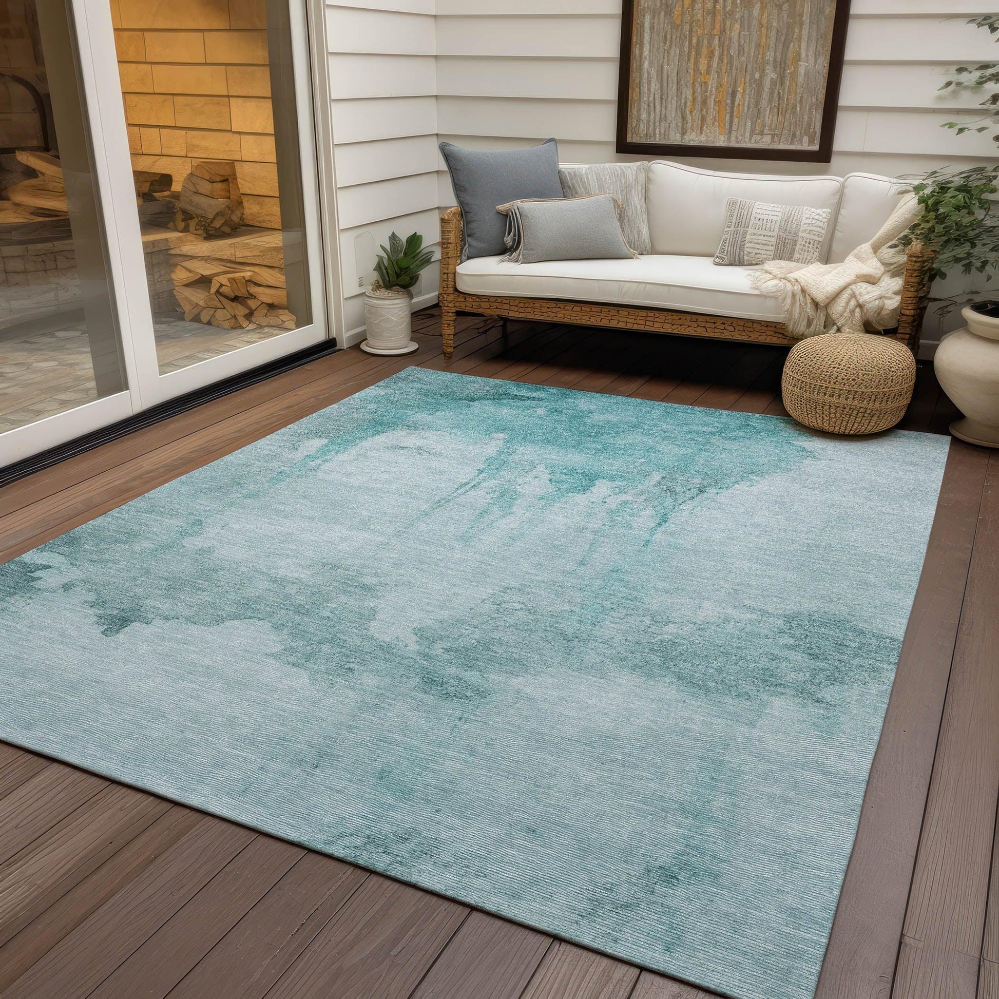 Addison Rugs Naelon Teal Washable Indoor-Outdoor Rug