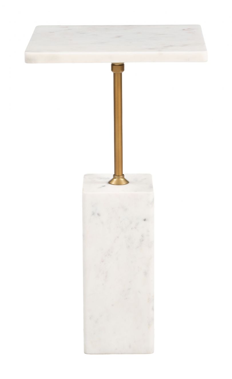 Zuo Modern Naht White Marble Top Square Side Table
