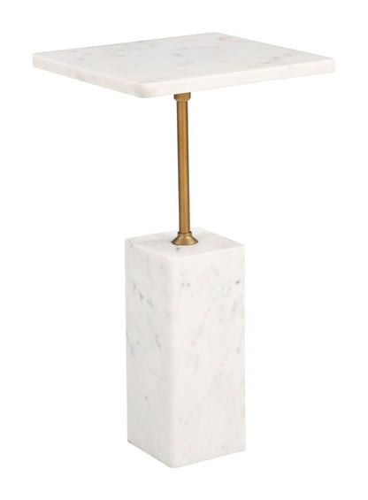 Zuo Modern Naht White Marble Top Square Side Table