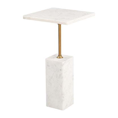 Zuo Modern Naht White Marble Top Square Side Table