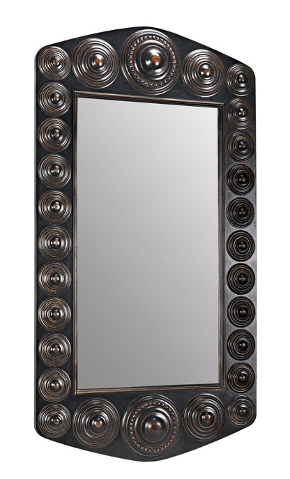 Nanna Mirror, Hand Rubbed Black with Light Brown Trim-Wall Mirrors-Noir-Sideboards and Things