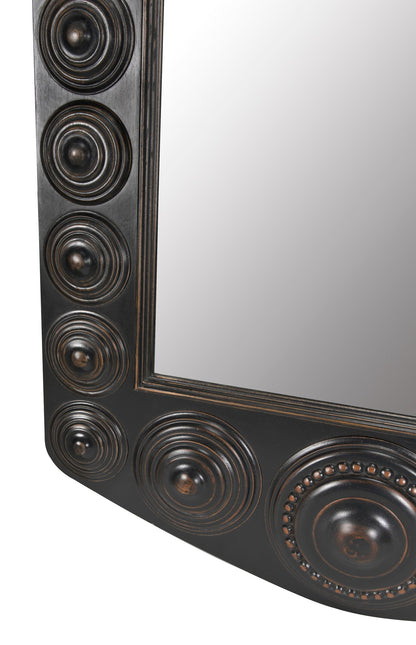 Nanna Mirror, Hand Rubbed Black with Light Brown Trim-Wall Mirrors-Noir-Sideboards and Things