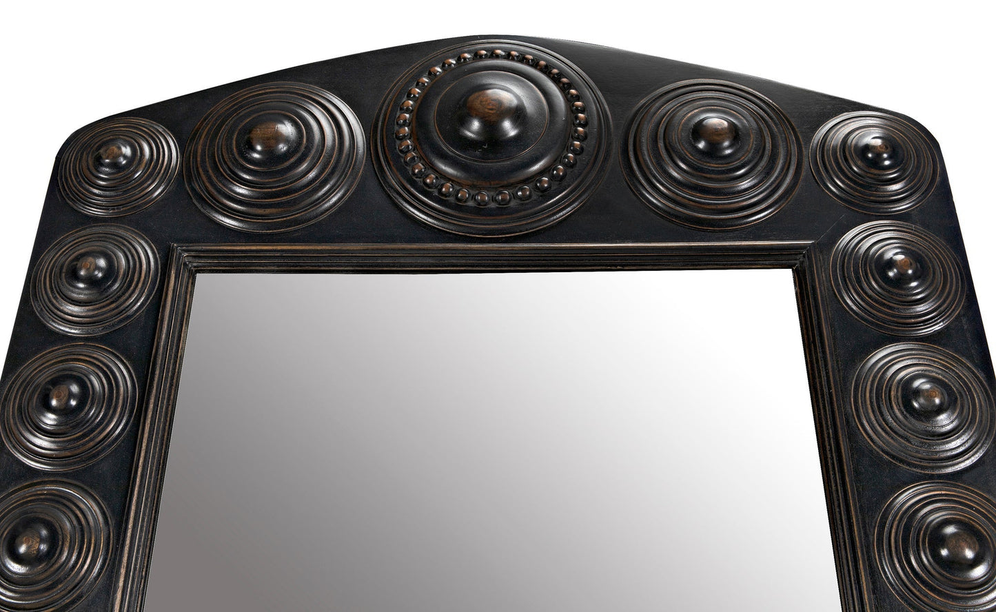 Nanna Mirror, Hand Rubbed Black with Light Brown Trim-Wall Mirrors-Noir-Sideboards and Things