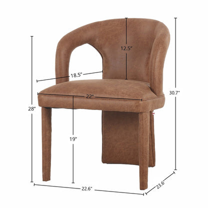 LH Home Naomi PU Brown Leather Dining Chair