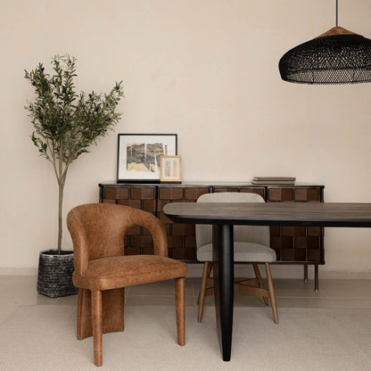 LH Home Naomi PU Brown Leather Dining Chair
