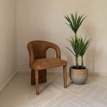 LH Home Naomi PU Brown Leather Dining Chair