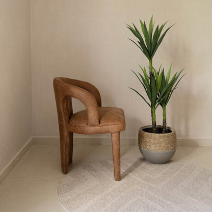 LH Home Naomi PU Brown Leather Dining Chair