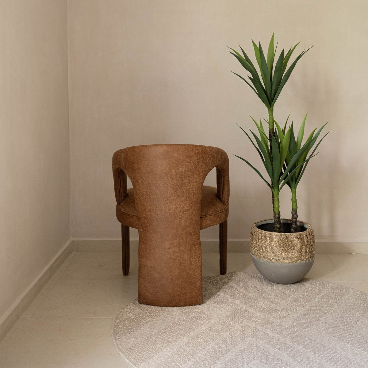 LH Home Naomi PU Brown Leather Dining Chair