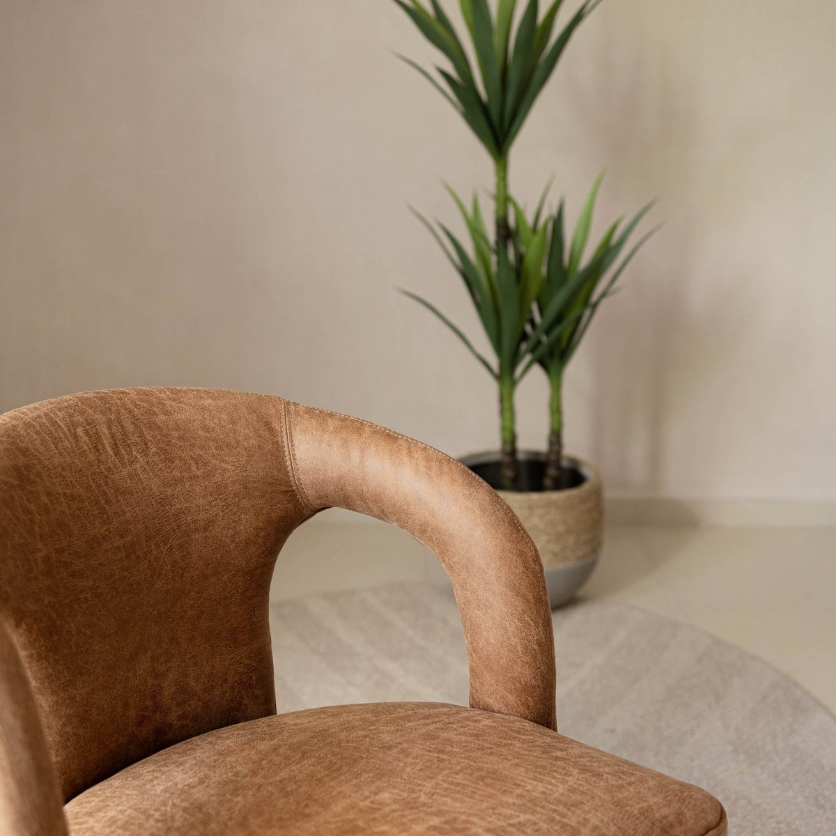 LH Home Naomi PU Brown Leather Dining Chair